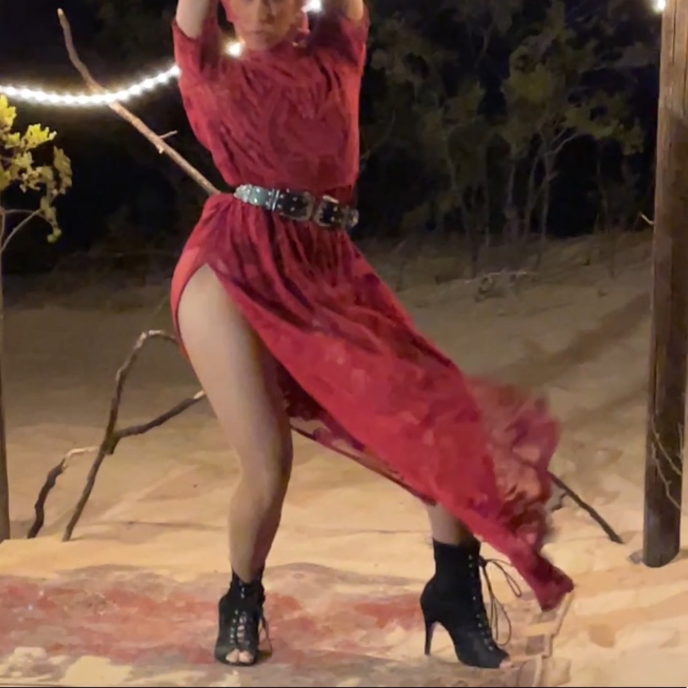 BOHO red embroidered dress- Shop Now
